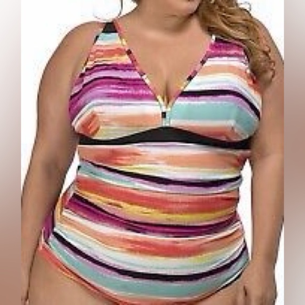 Women’s lysa Multicolor Tummy Control Tankini Swim Top / 2XL